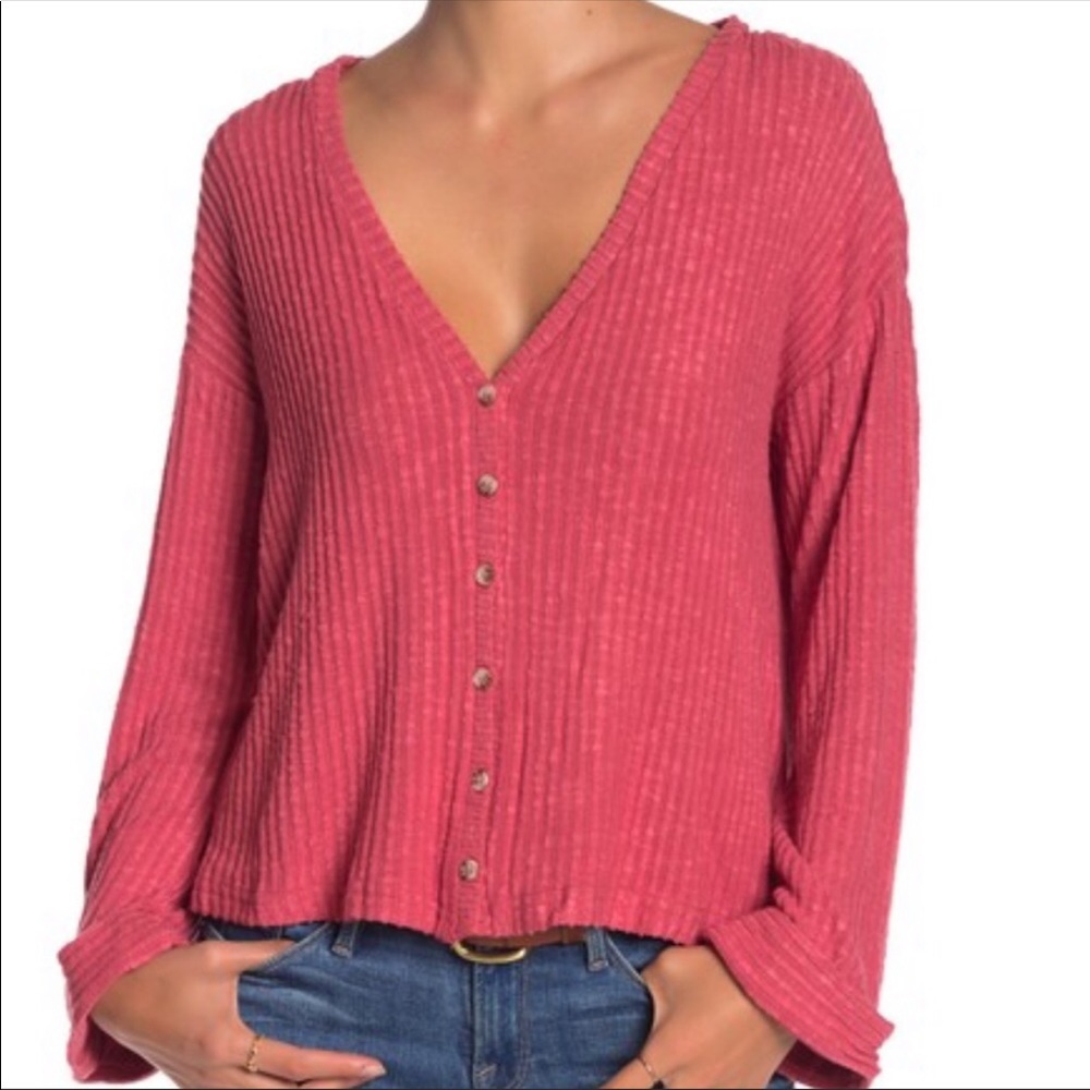 Code X Mode Long Sleeved Brushed Knit Boyfriend Cardigan Pink /Red Small NEW